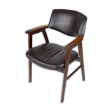 Armchair in rosewood and black leather of danish design from 1976.