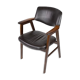 Fauteuil en bois de rose et cuir noir design danois