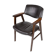 Fauteuil en bois de rose et cuir noir design danois