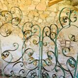 Screen, Art Deco wrought iron with floral decorations circa 30's