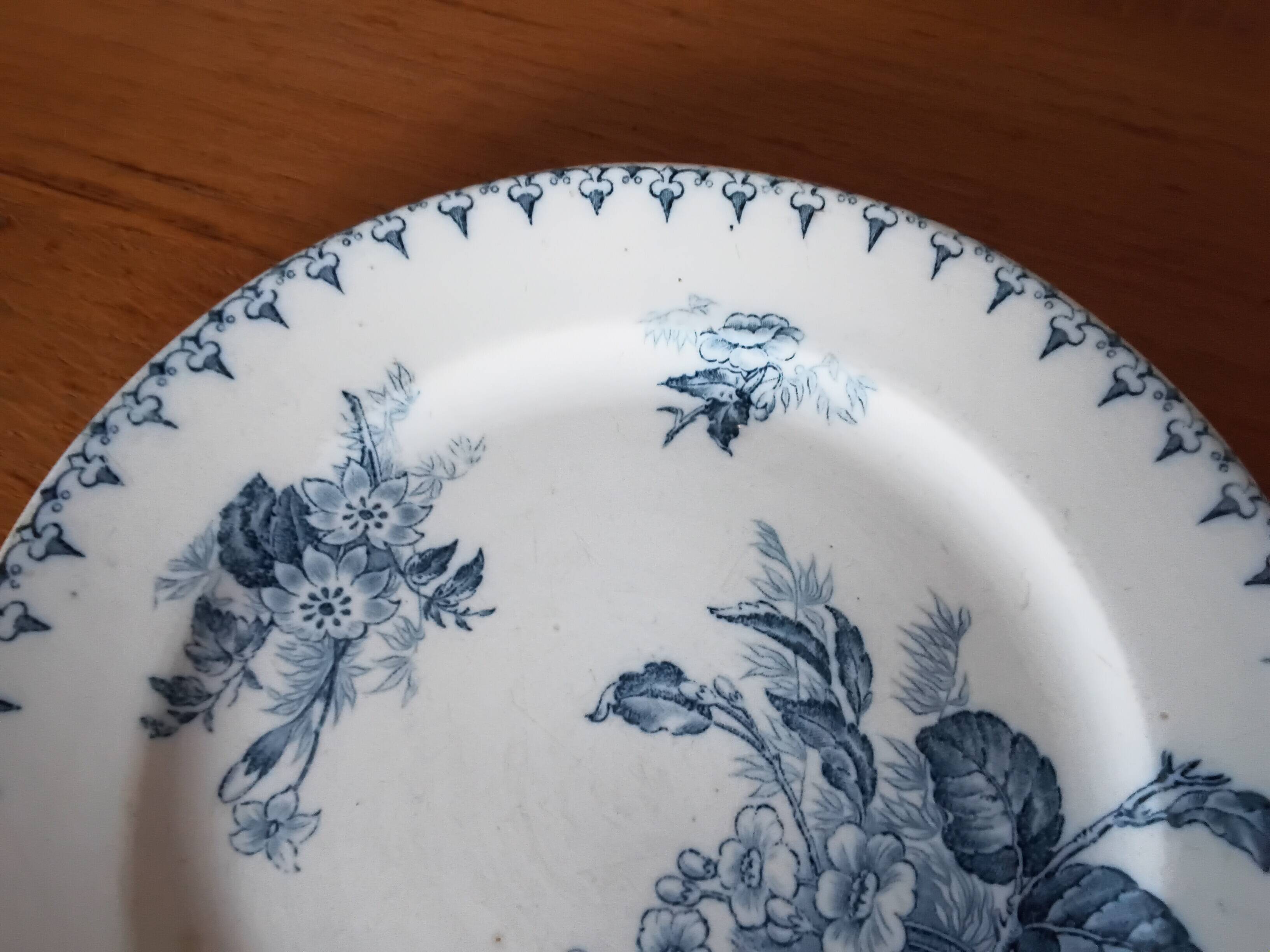 Two antique flat plates from Sarreguemines.