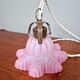 Scalloped pink satin glass pendant/lamp, 1920s-30s