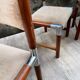 6 vintage chairs in wood, metal and fabric