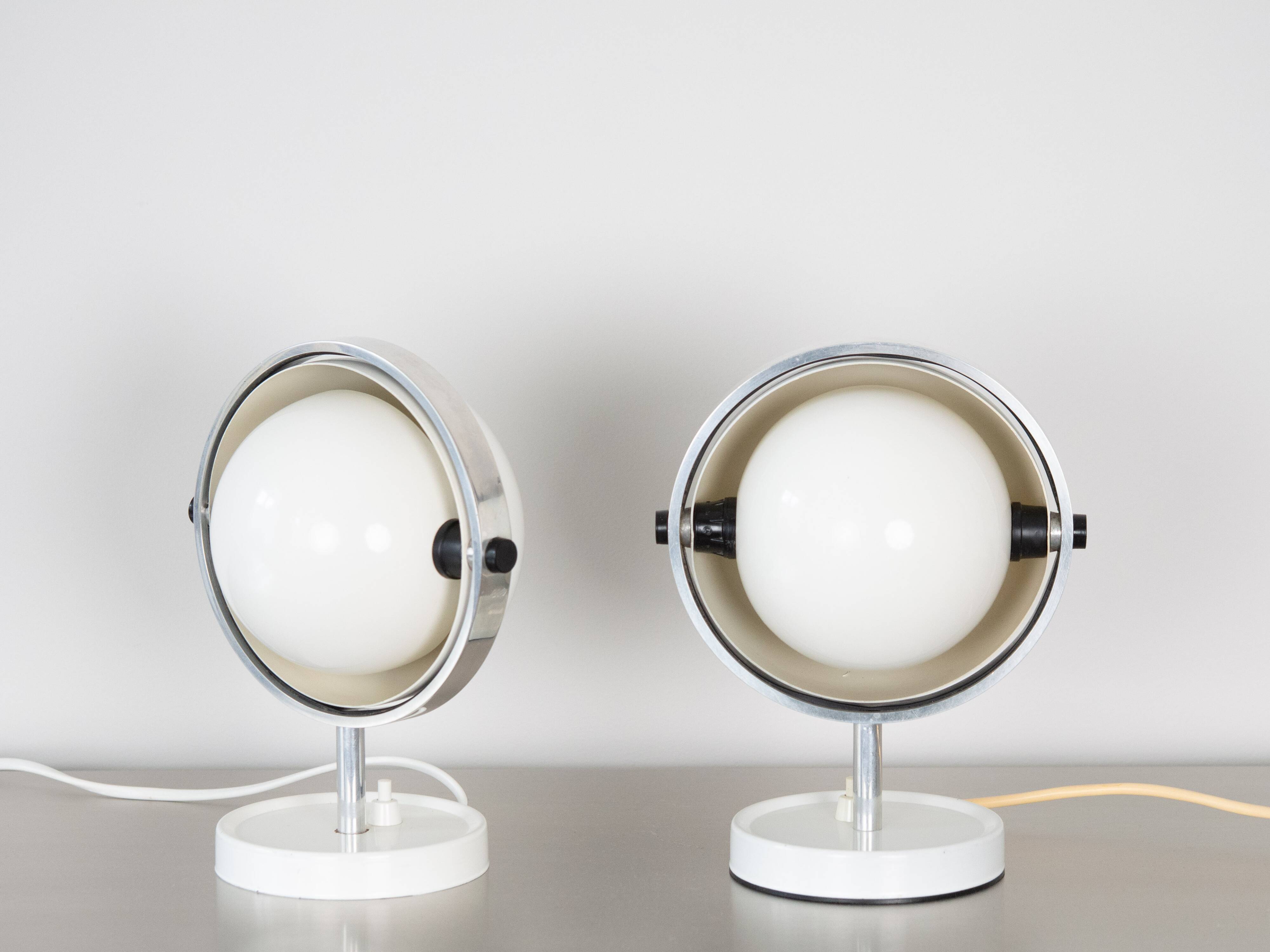 Pair of 2 very rare Moonlight table lamps/duo by Flemming Brylle, 1960s.