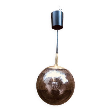 Yellow glass pendant lamp from Biot, 1970s