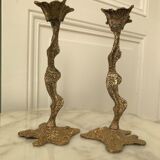 Pair of gilded bronze candle holders