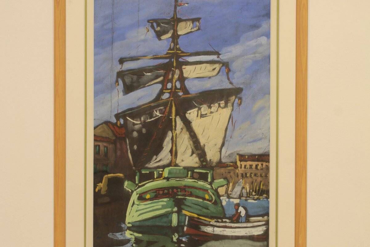 Marine painting by Jean Guindon - Gouache on paper