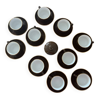 Coffee cups, Cappuccino, Yves Déshoulières, brown and gold, Nescafé