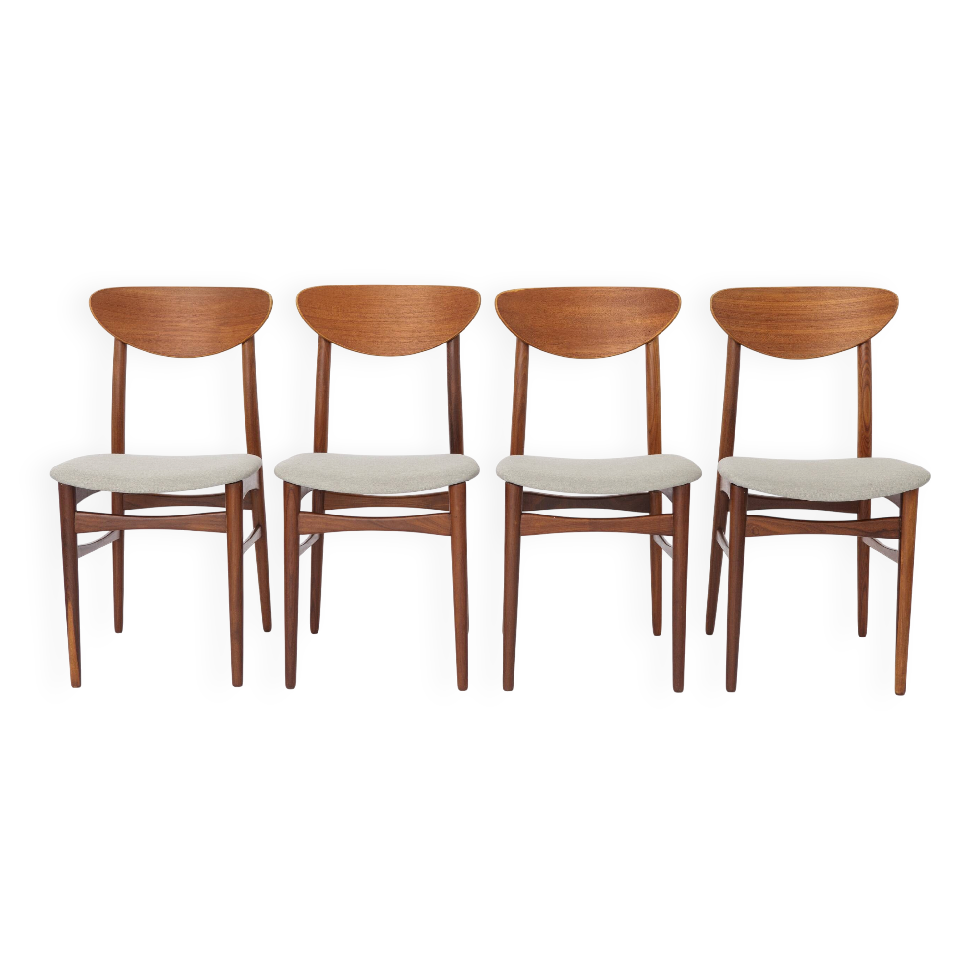 Vintage Danish Teak Dining Chairs, Set of 4, 1960s Scandinavian Mid Century