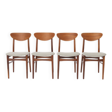 Vintage Danish Teak Dining Chairs, Set of 4, 1960s Scandinavian Mid Century