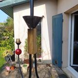 pair of vintage black metal chandeliers with red balls 1950/1970