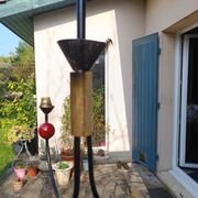 pair of vintage black metal chandeliers with red balls 1950/1970