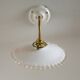 Wall light in white opaline glass, with ceramic and brass support