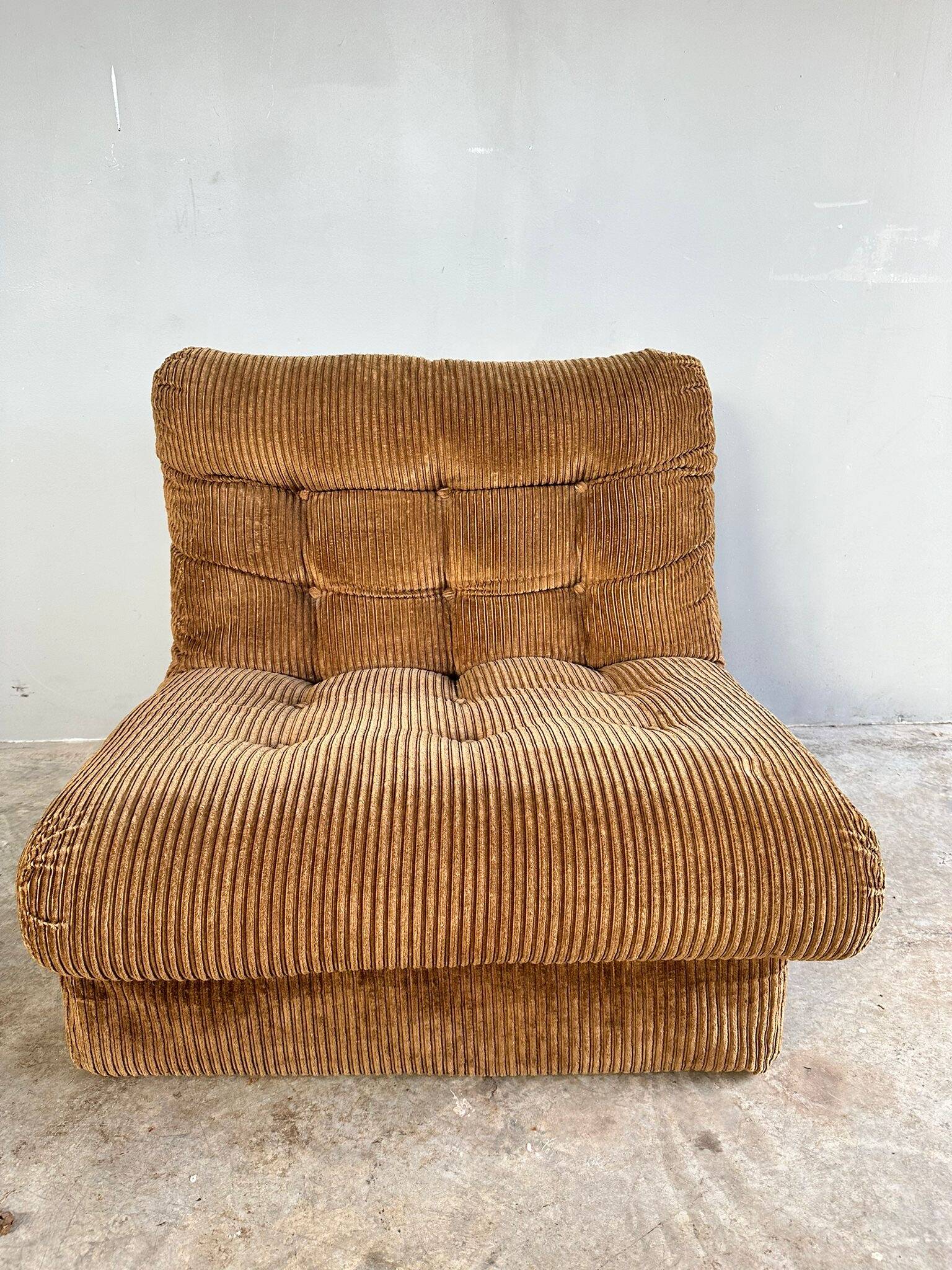 Vintage brown corduroy armchair from the 70s