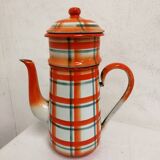 Old Vintage Orange Enameled Coffee Pot