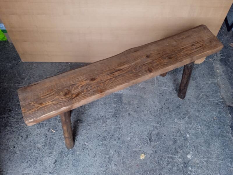 Bench 100 cm old patinated solid wood