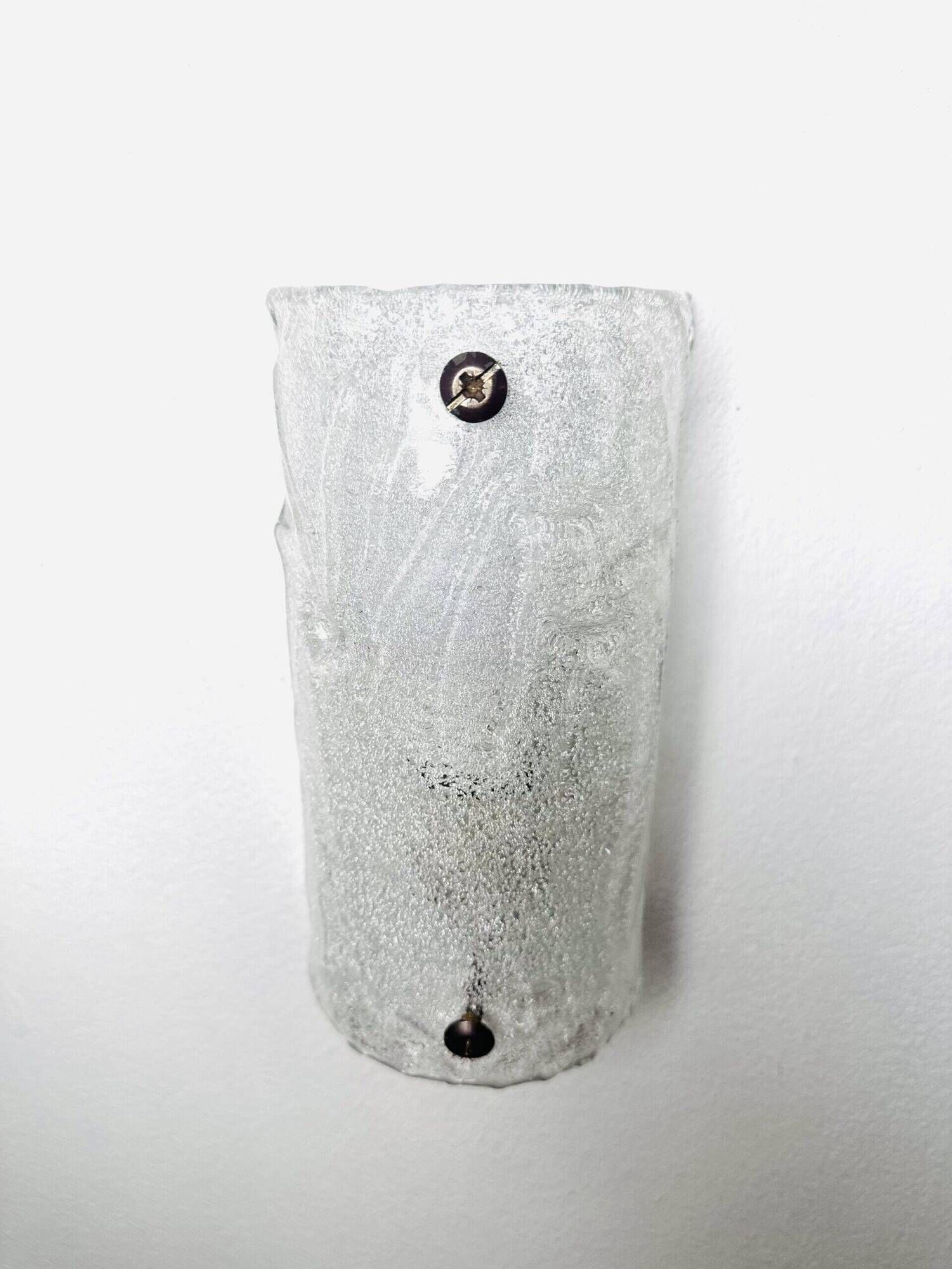Murano Ice Frosted Glass Wall Lamps By Kalmar Franken, Austria Circa 1960S