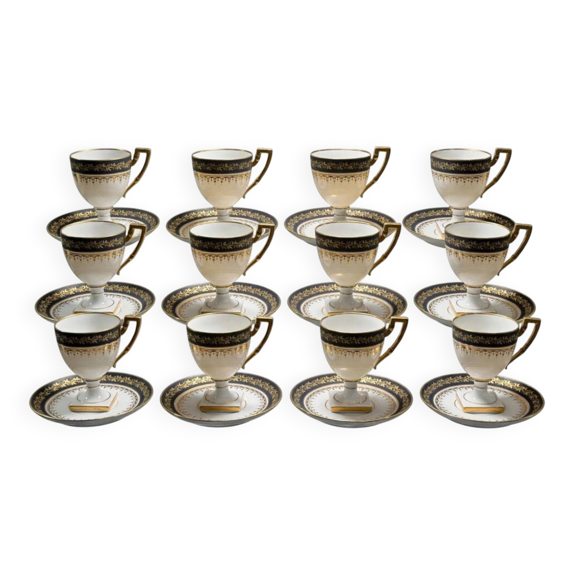 Coffee service for 12 cups Empire, Limoges porcelain, brand "A.F.", circa