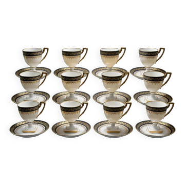 Coffee service for 12 cups Empire, Limoges porcelain, brand "A.F.", circa