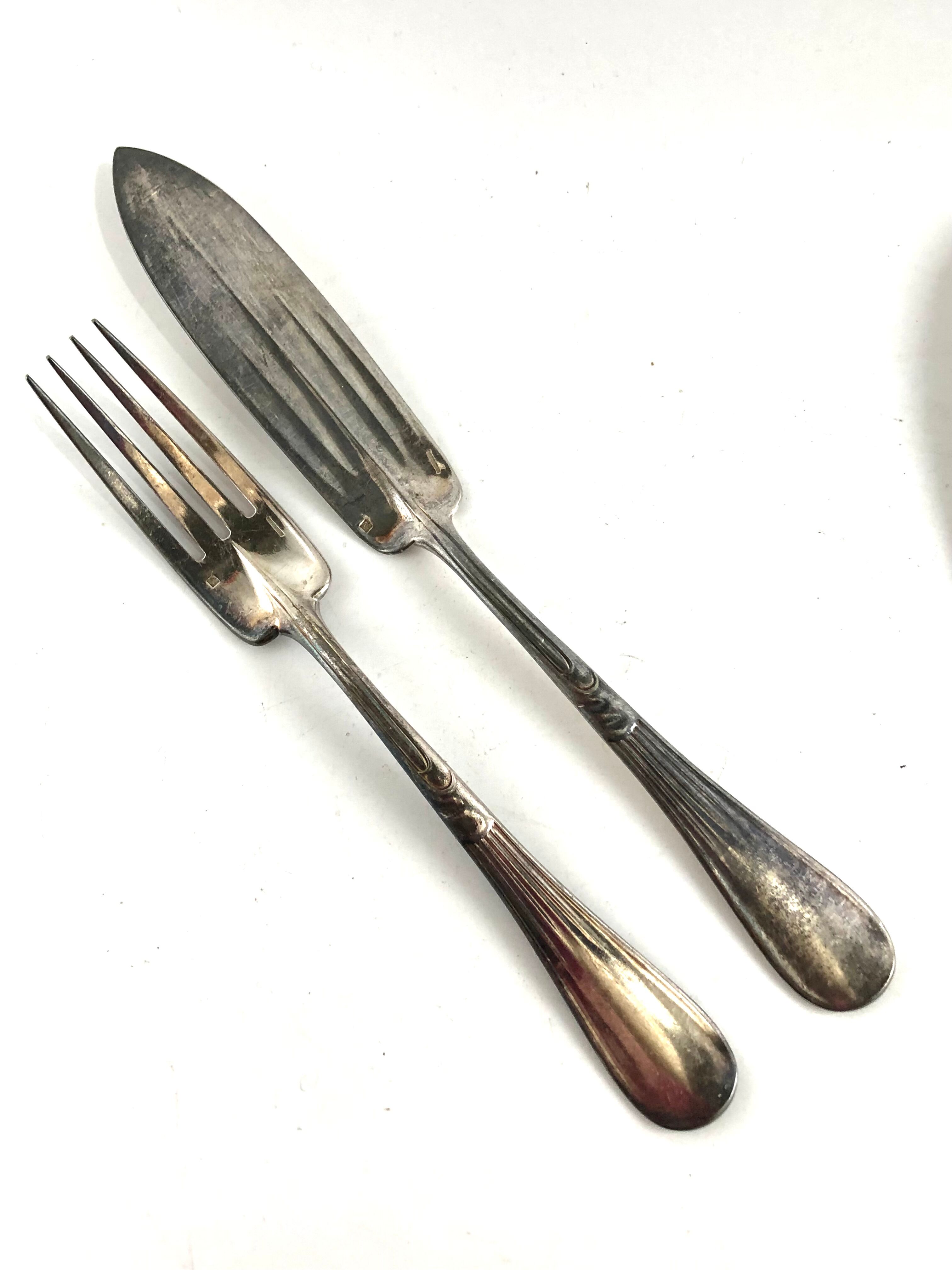 Christofle covered fish 6 forks 6 silver metal knives