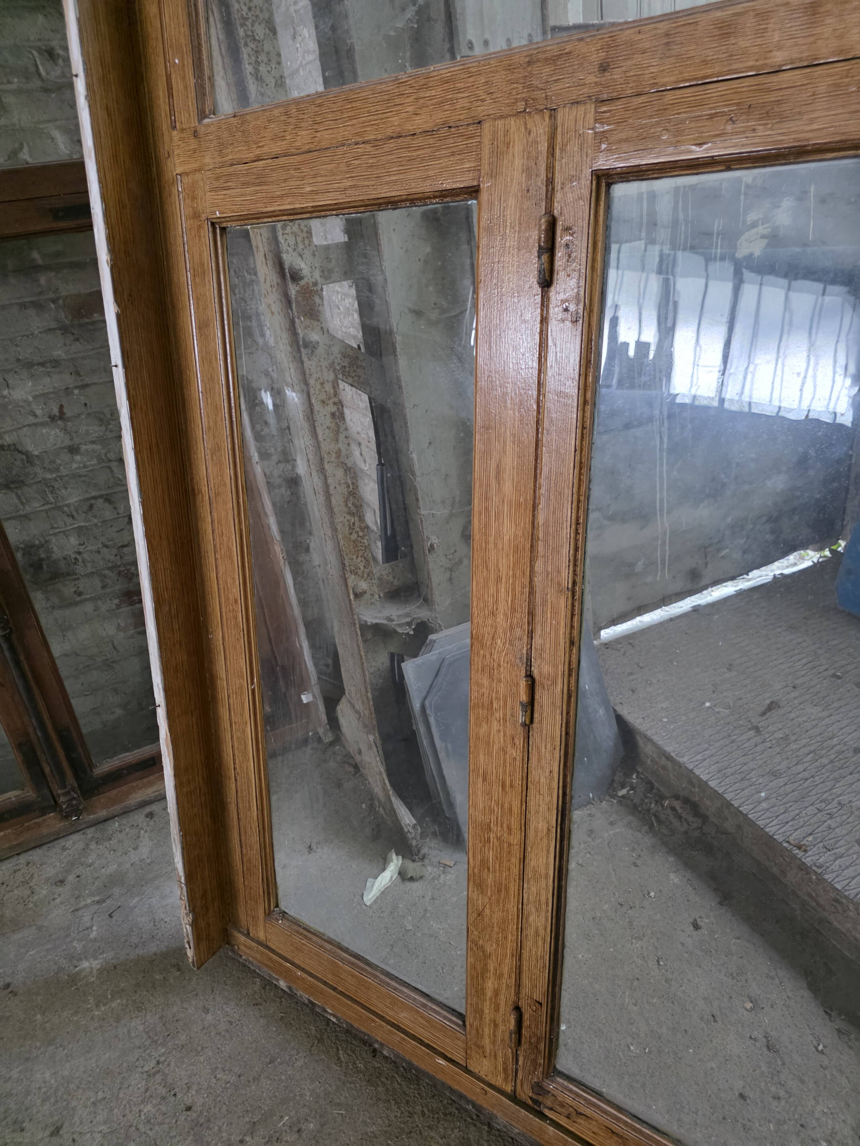 4 old solid oak windows from the early 20th century