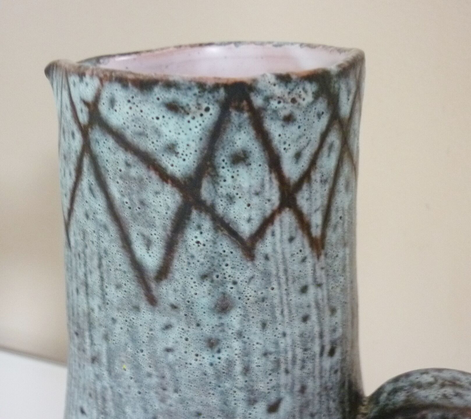 Pitcher signed Camos Vallauris, glazed ceramic, 60s/70s