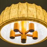 Scandinavian modern adjustable teak & wool pendant lamp from Domus, 1960s