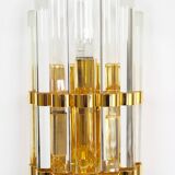 Large brass and glass 'Triedri' wall sconces by Novaresi