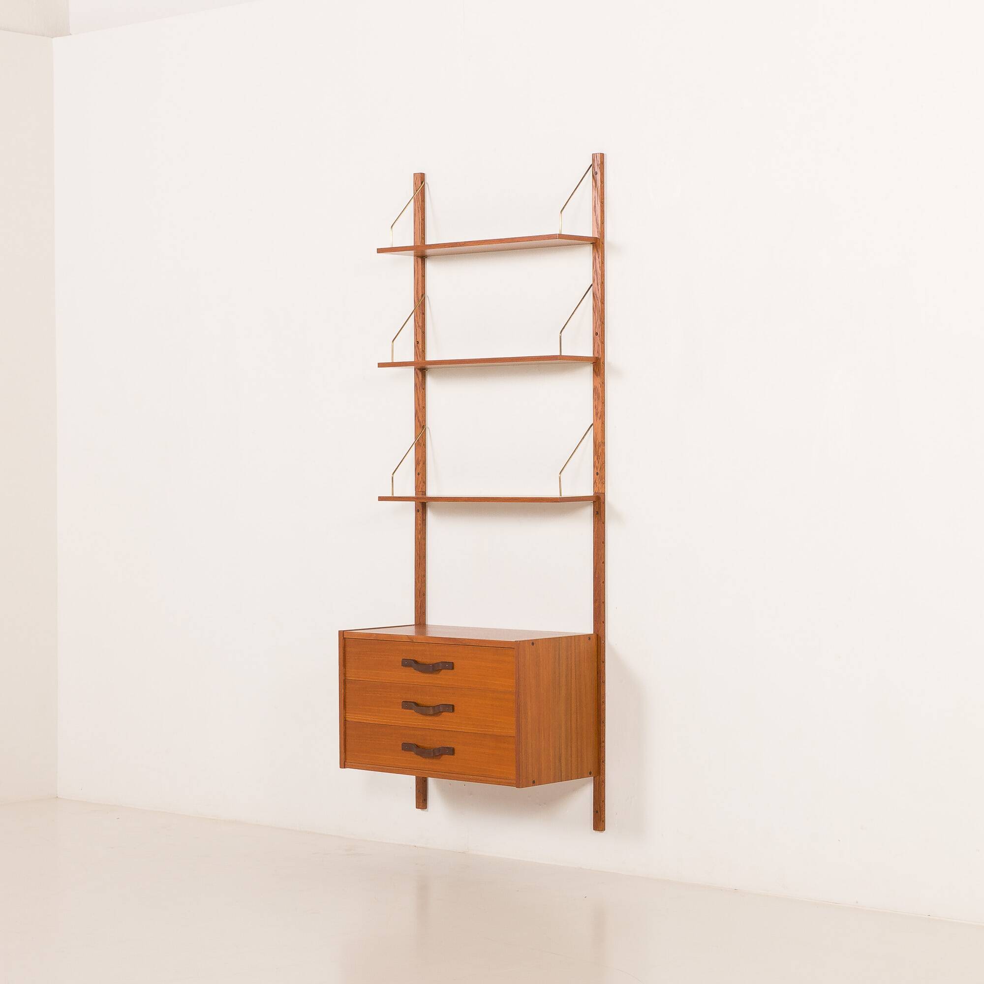 Scandinavian mid century wall unit in teak, 1960s