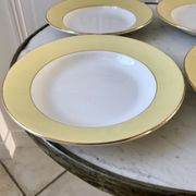 4 hollow plates Saint-Amand 60s yellow pastel chick