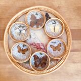 Vintage tray and coaster set