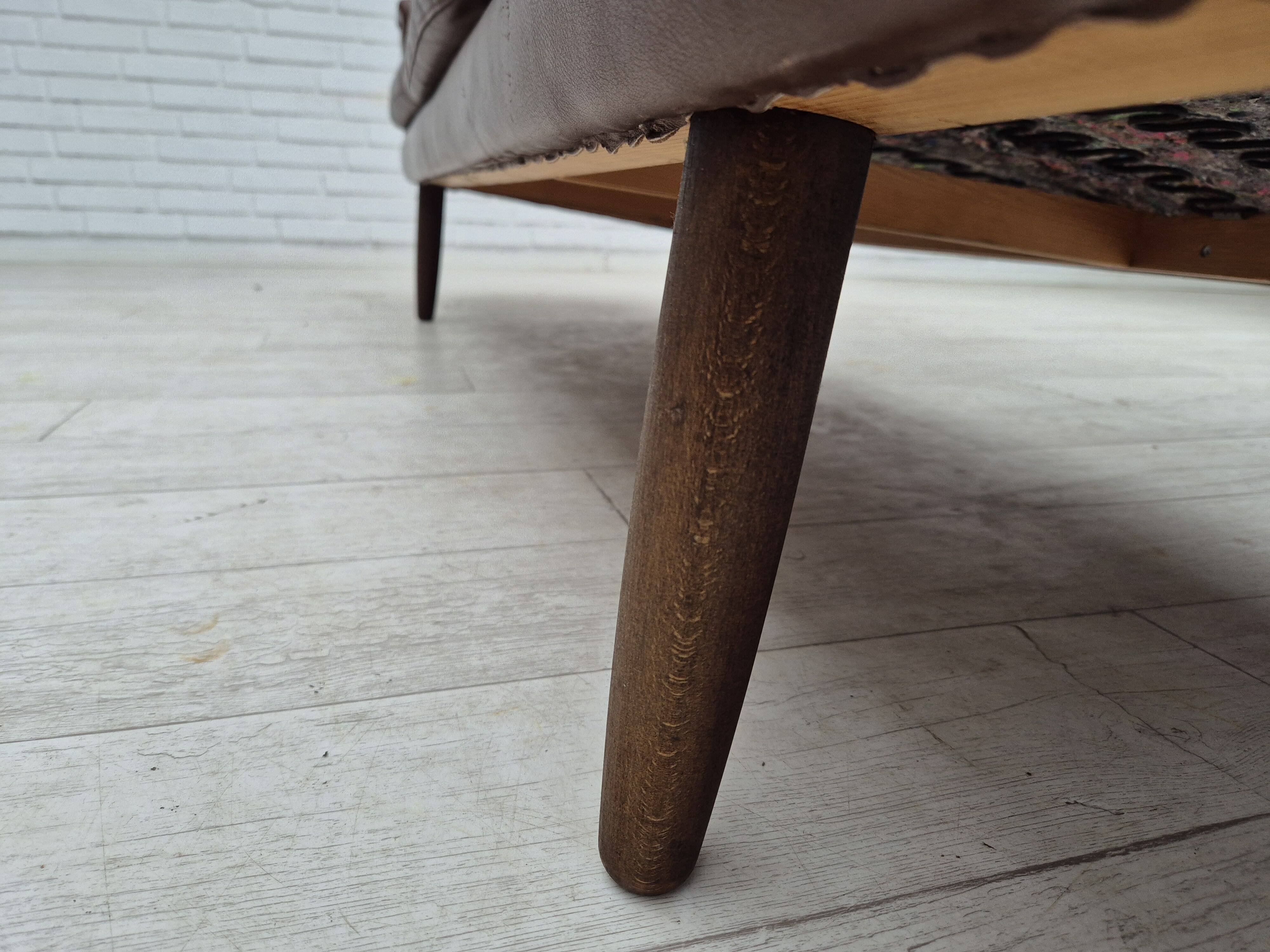 1970s, Danish 3-seater sofa, original brown leather.