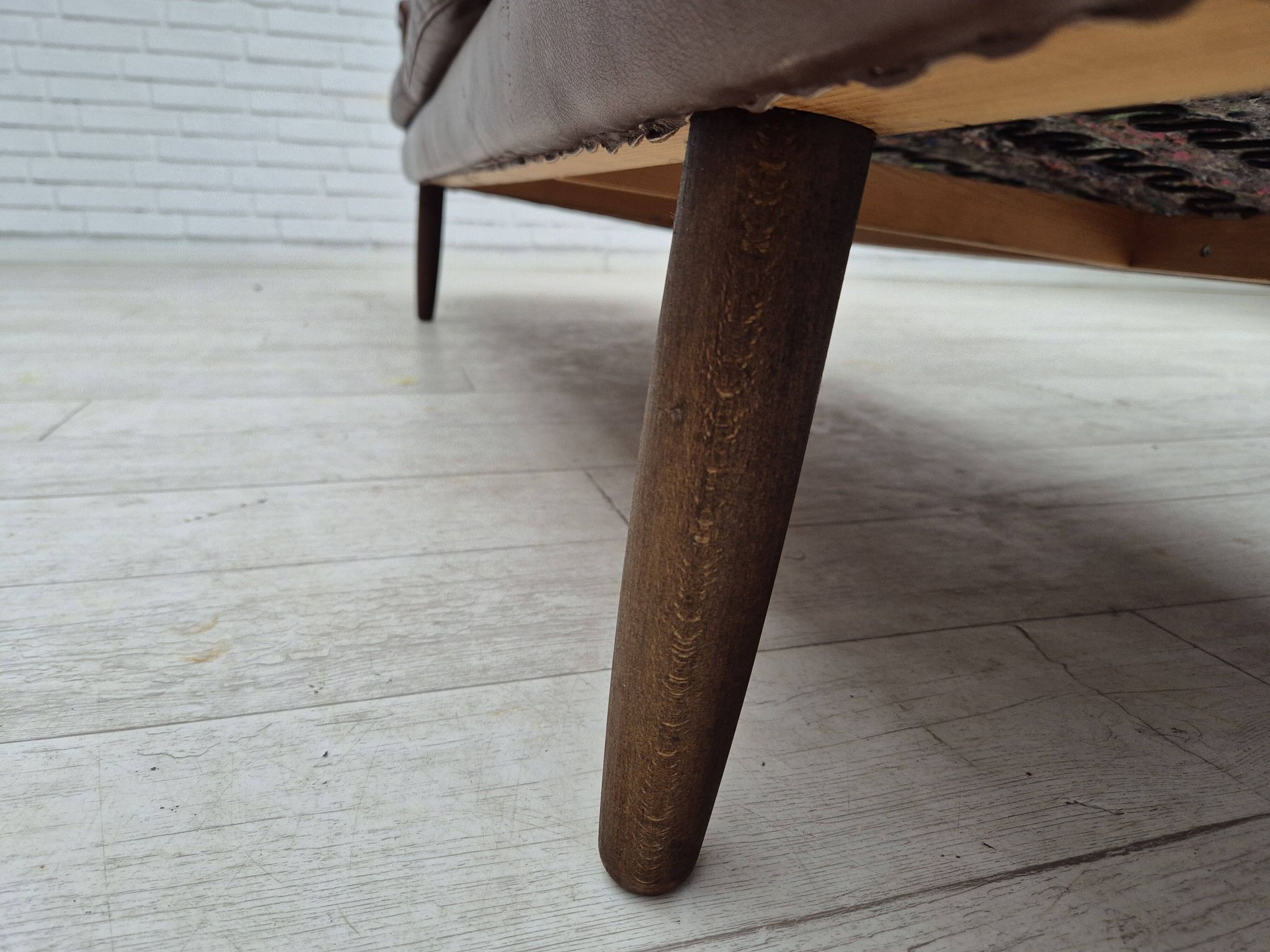 1970s, Danish 3-seater sofa, original brown leather.