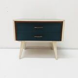 Vintage wooden bedside table / compass legs