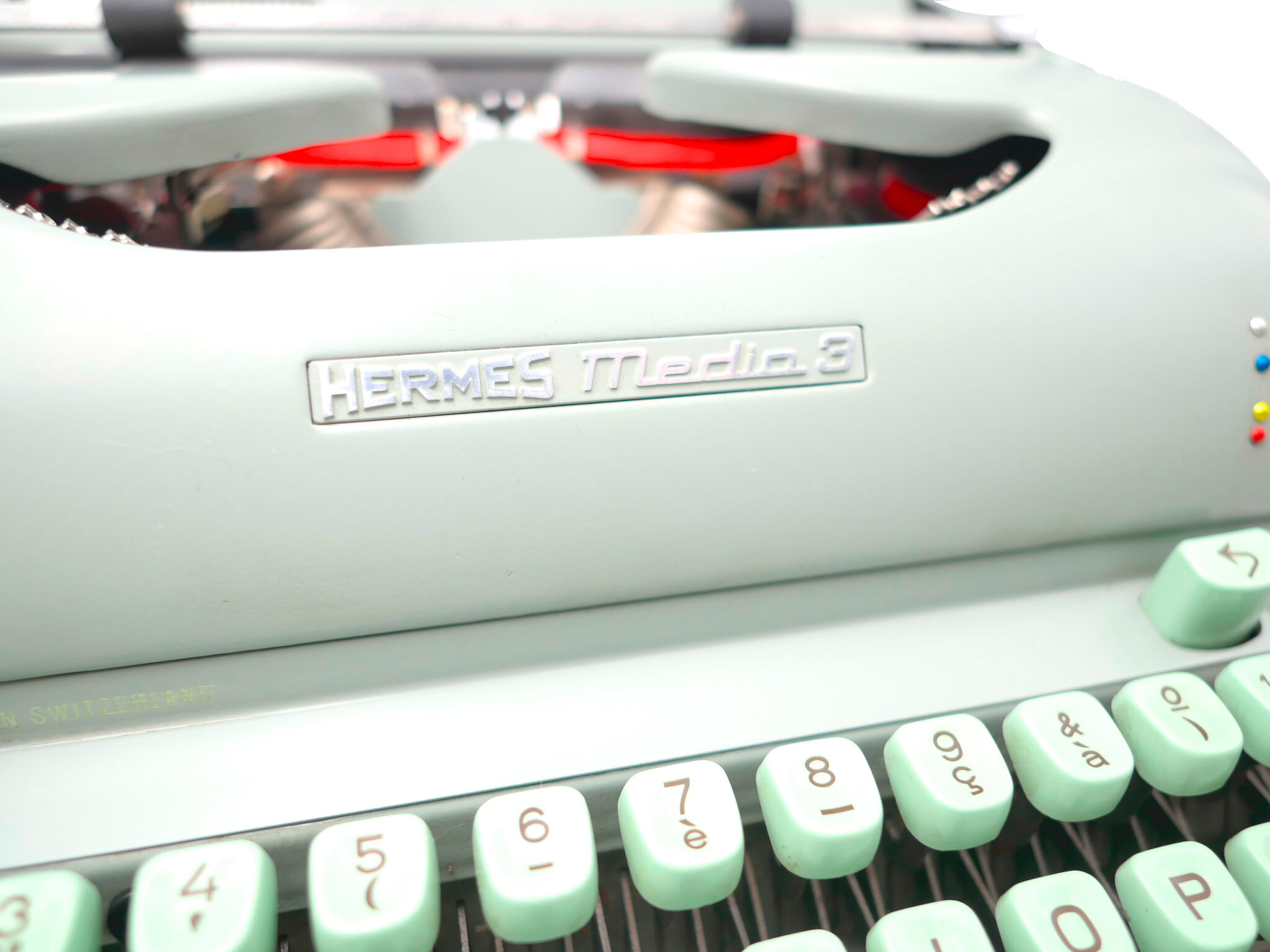 Hermes 3000 Green Typewriter Revised with New Ribbon