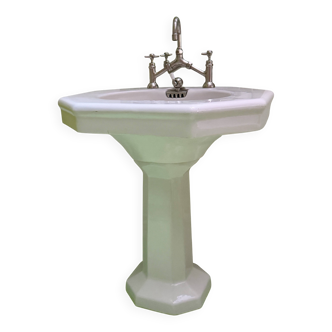 Vasque sur pied Lavabo Porcelaine Emaillée avec robinetterie Stella