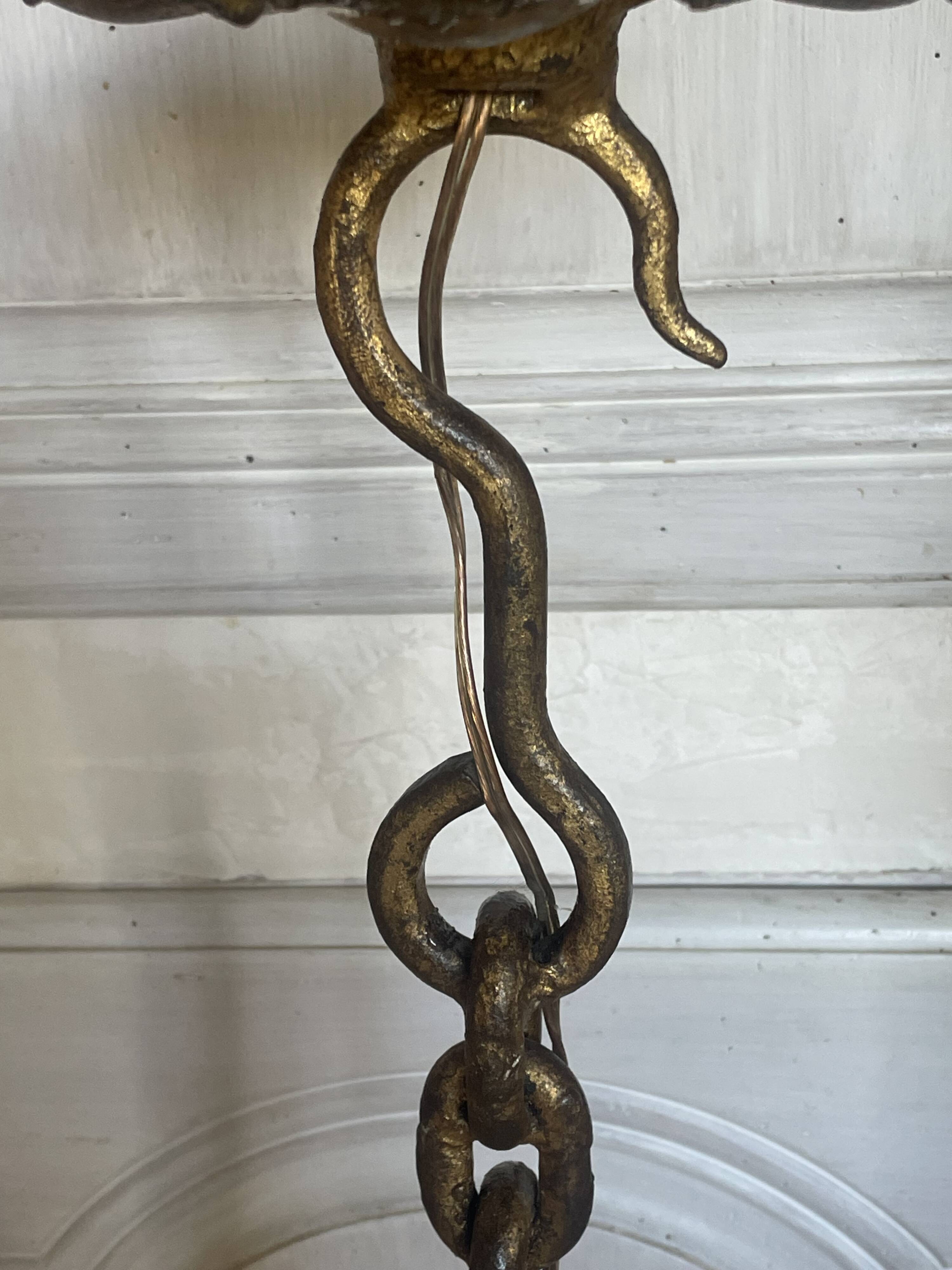 Brutalist floor lamp with chain links