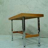 Mid-century teak and chrome mobile table, 1970