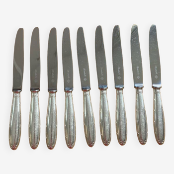 9 Christofle dessert/cheese knives Silver metal ribbons