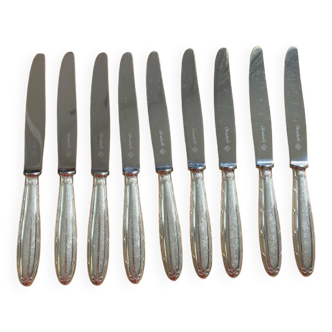 9 Christofle dessert/cheese knives Silver metal ribbons