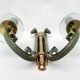 Pair of art deco lacquered metal, brass and glass wall lights