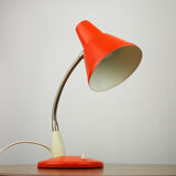 Adjustable Desk Lamp in Orange Painted Metal and Chrome-Plated Spiral Arm, 1970s