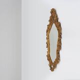 Belgian Baroque Gold Framed Oval Mirror, 1950s