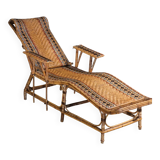 Antique 1930s rattan chaise longue