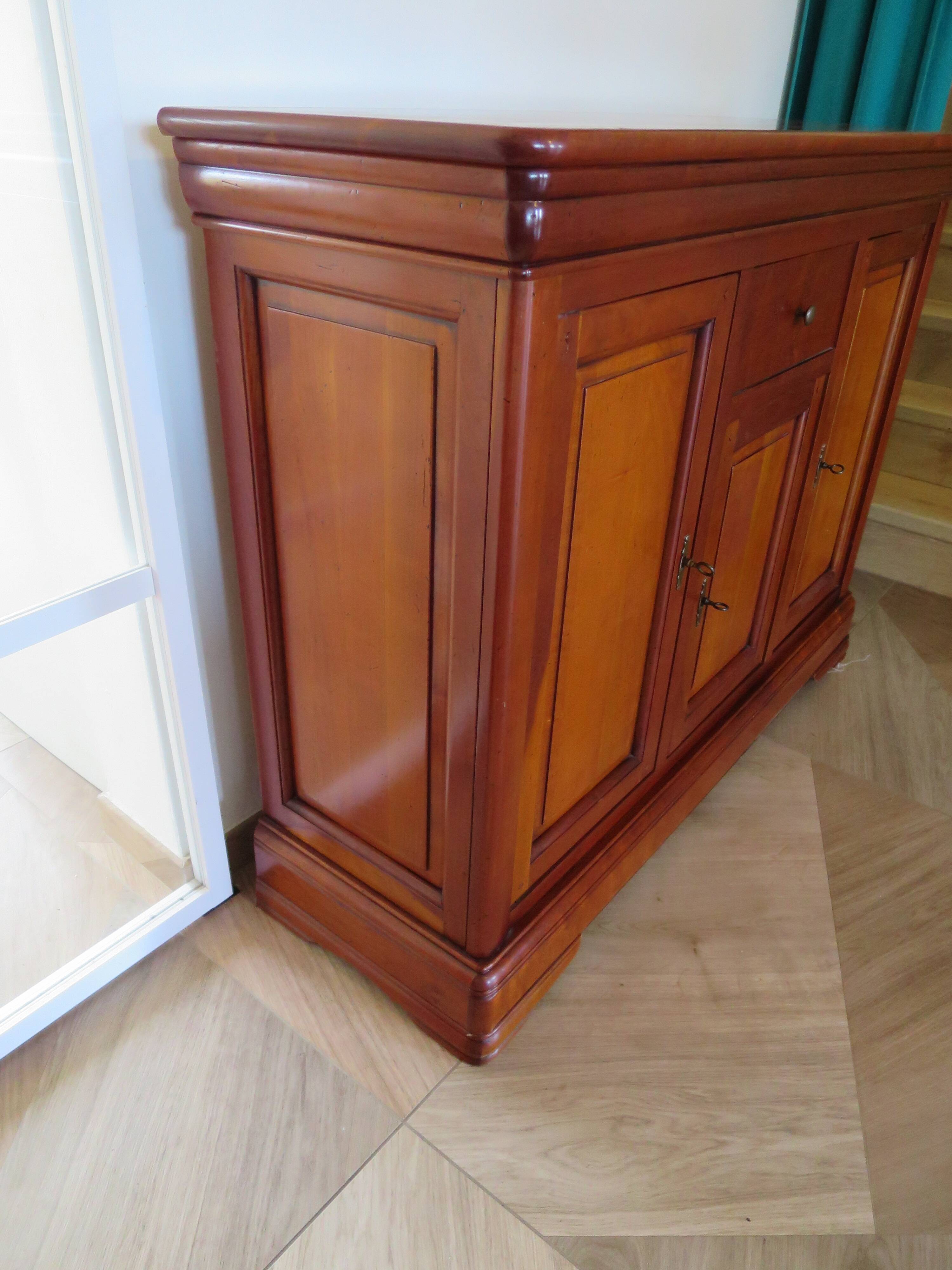 Sideboard - Long entrance cabinet - 1 drawer - 3 doors - solid wood - Louis Philippe