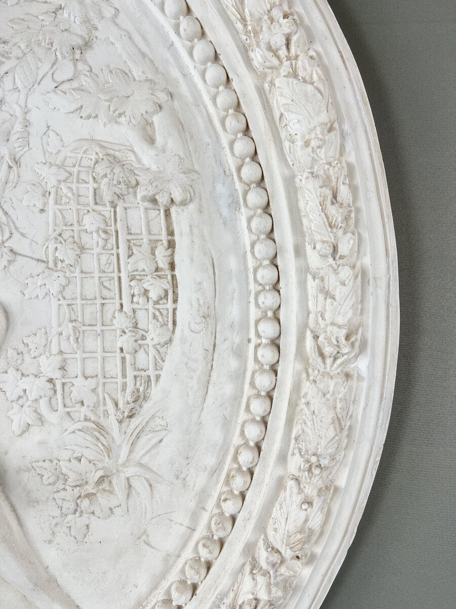 Relief wall panel medallion, allegorical scene, 20th century