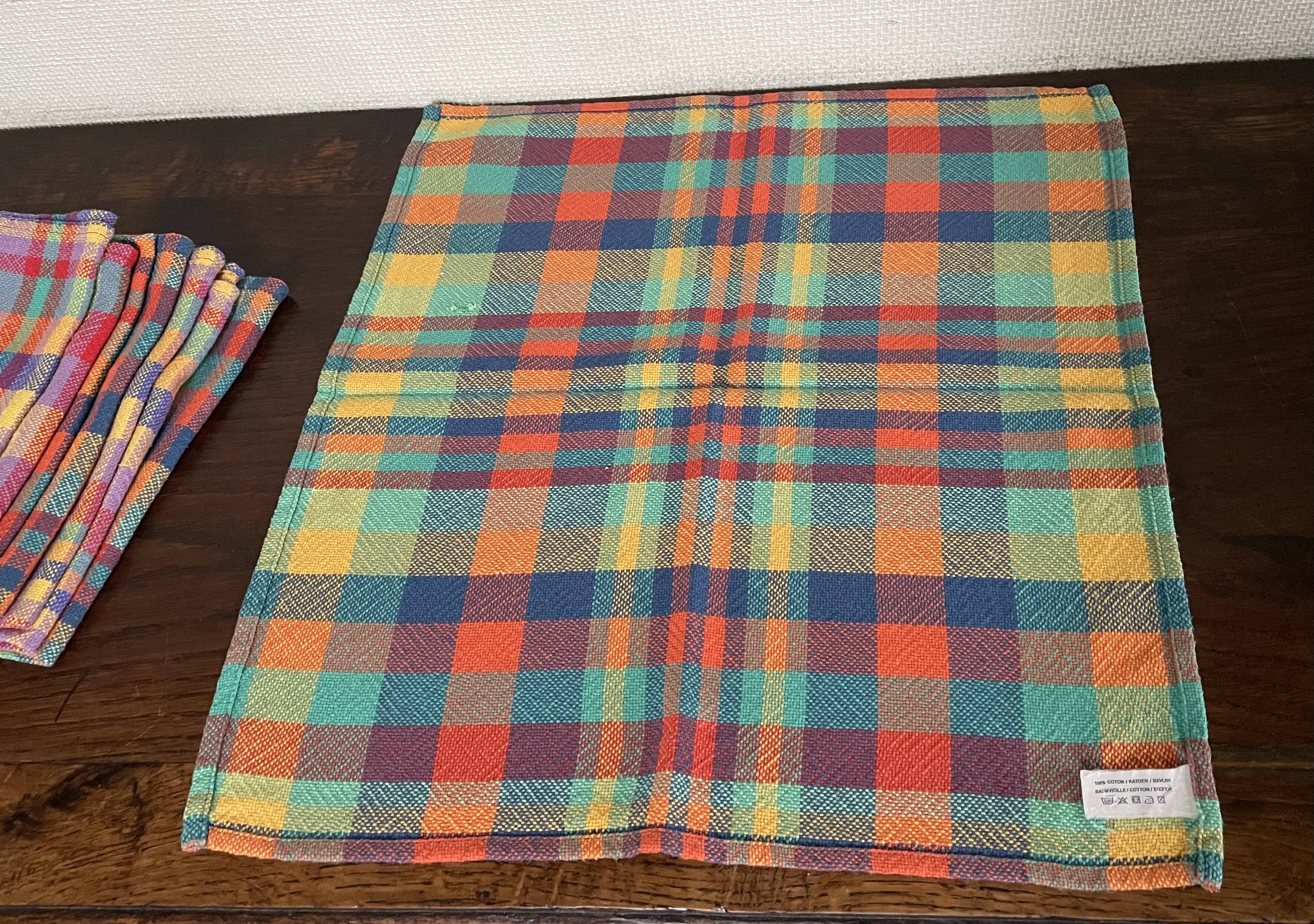 Set of 8 madras cotton napkins