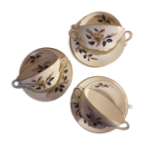 Service à consommé wedgwood bone china - yellow rose - 6 tasses avec sous tasses