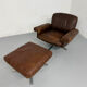 Vintage 70s brown leather ottoman chair design DE SEDE DS-31