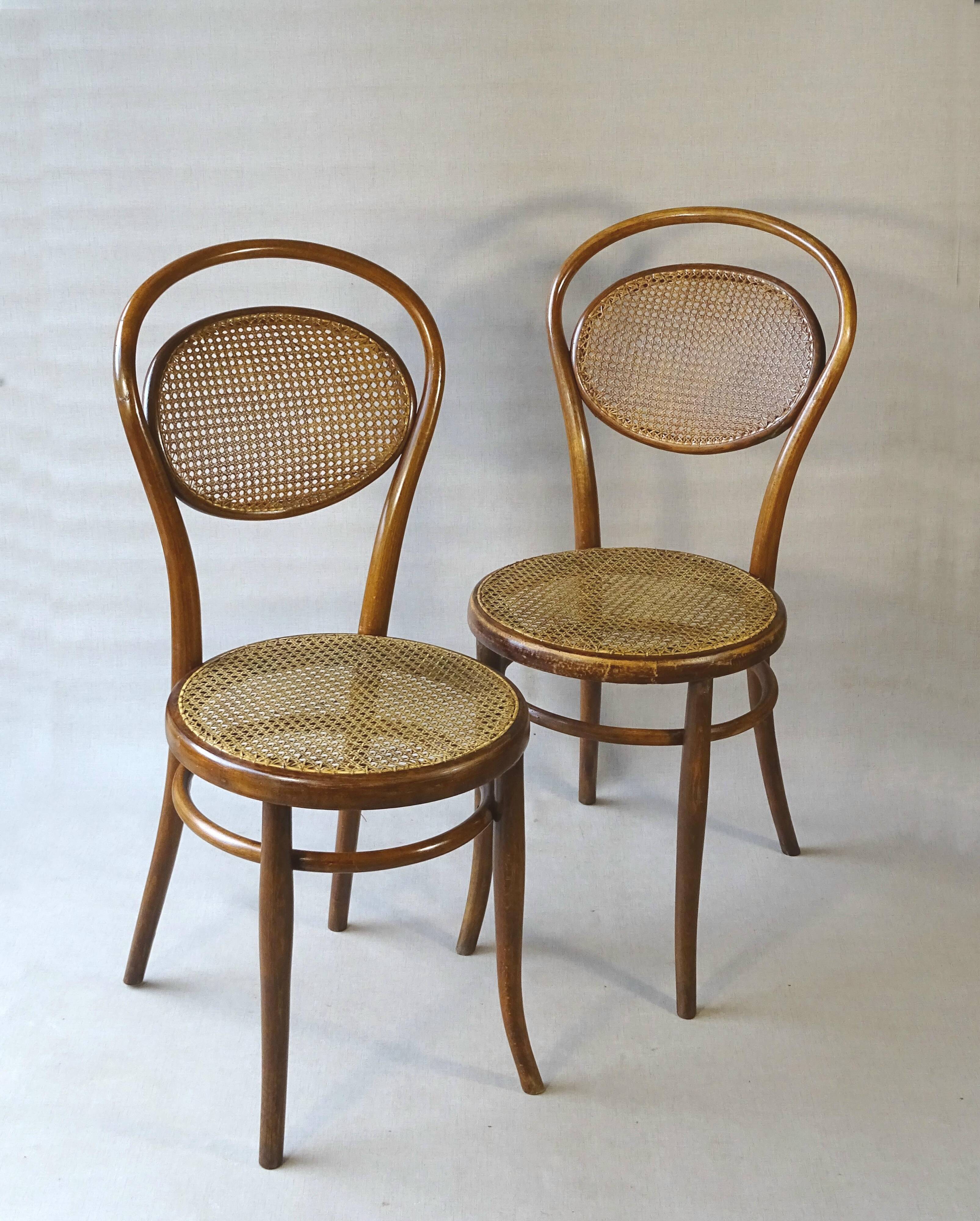 2 KOHN bistro chairs N°11/14 from 1890, cane